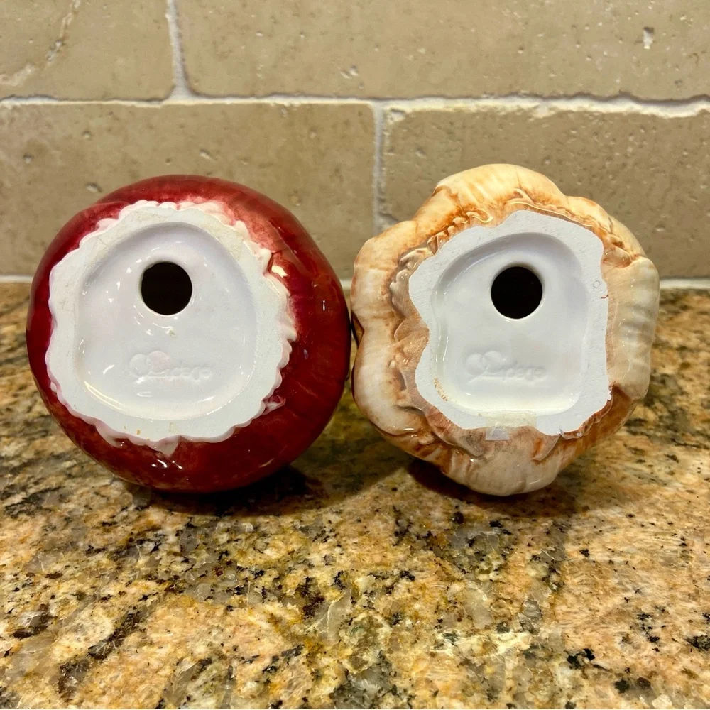 Dept. 56 salt and pepper shakers.  Red onion and yellow onion (or garlic). EVC - Picture 3 of 6